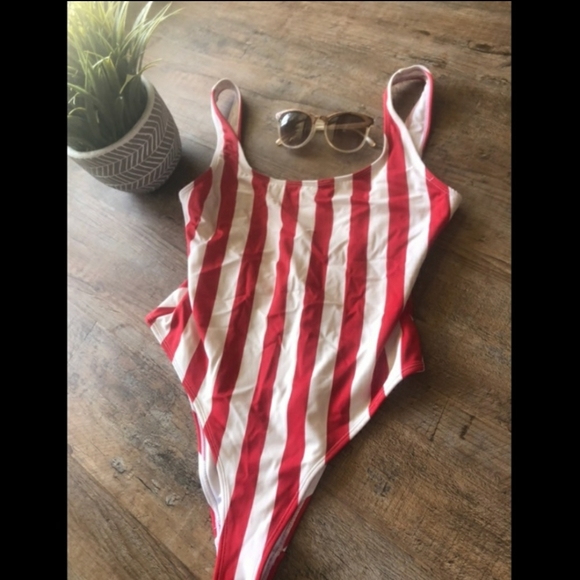 Zaful Other - Red striped one piece